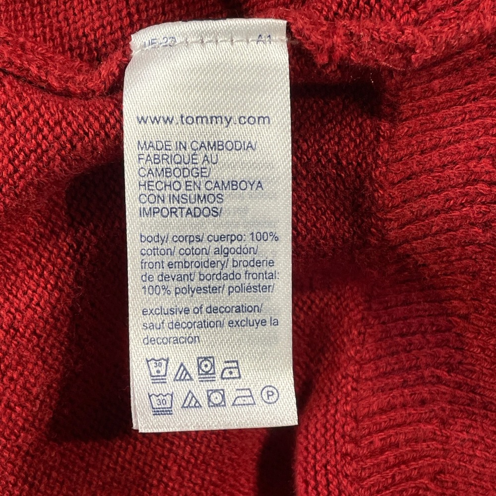 Tommy Hilfiger Sweater Mens XL Red Crewneck Embroidered Logo Preppy Casual - Picture 9 of 11